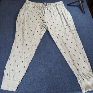Polo Ralph Lauren Mens 2X Heather Gray Navy Pony Print Cotton Pajama Pants AOP